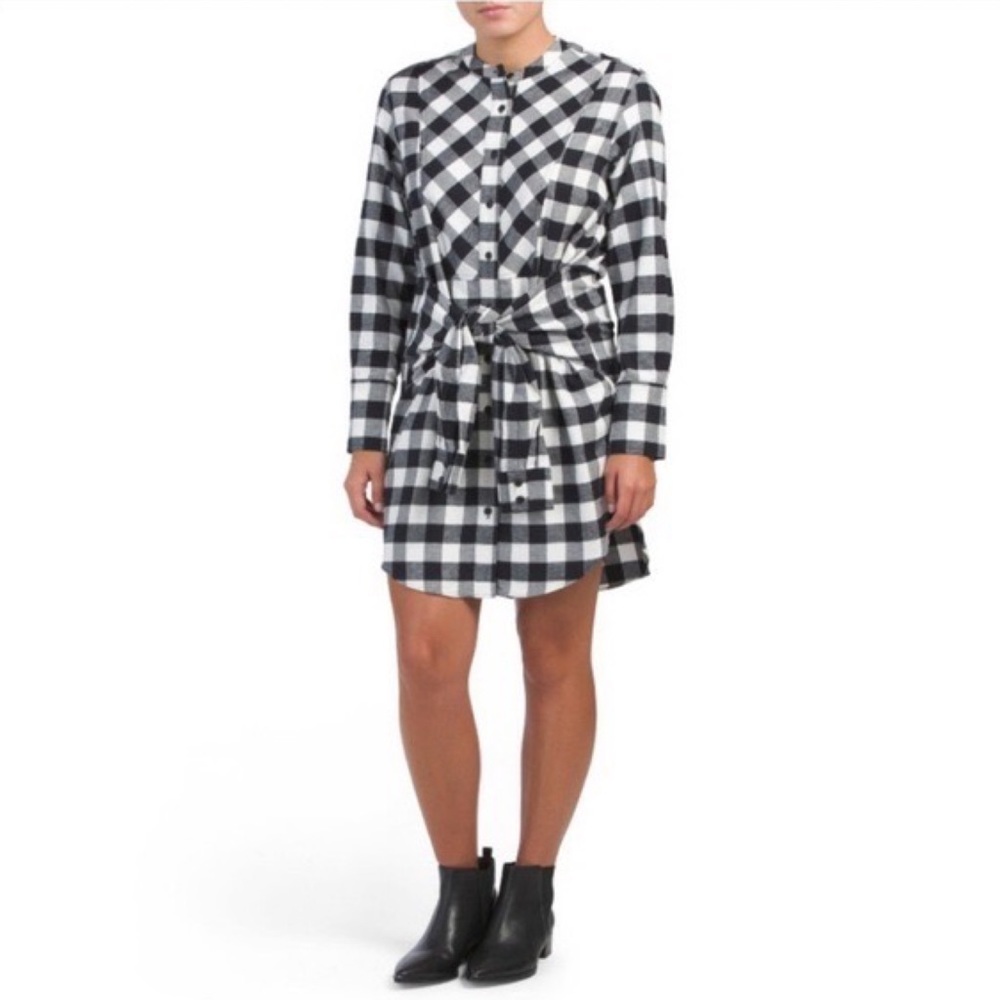 nwt  10 crosby derek lam tie waist flannel dress - Picture 8 of 10